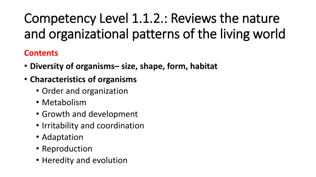 competency level 1 1 2 reviews the nature