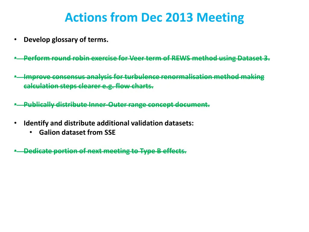 actions from dec 2013 meeting