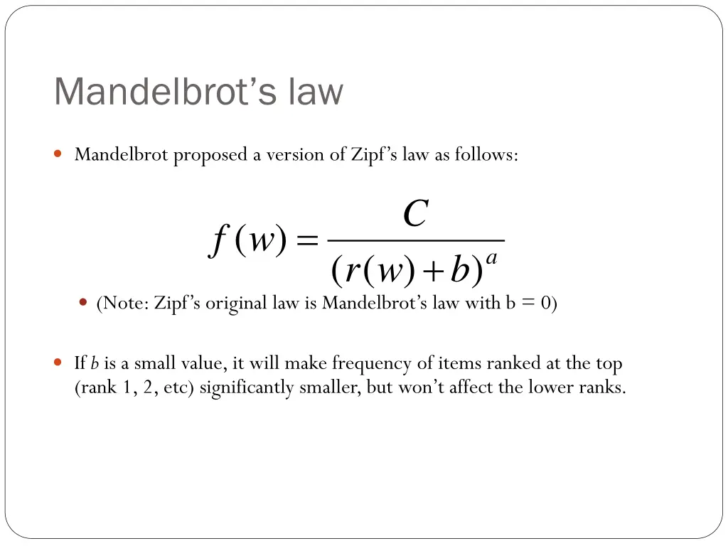 mandelbrot s law