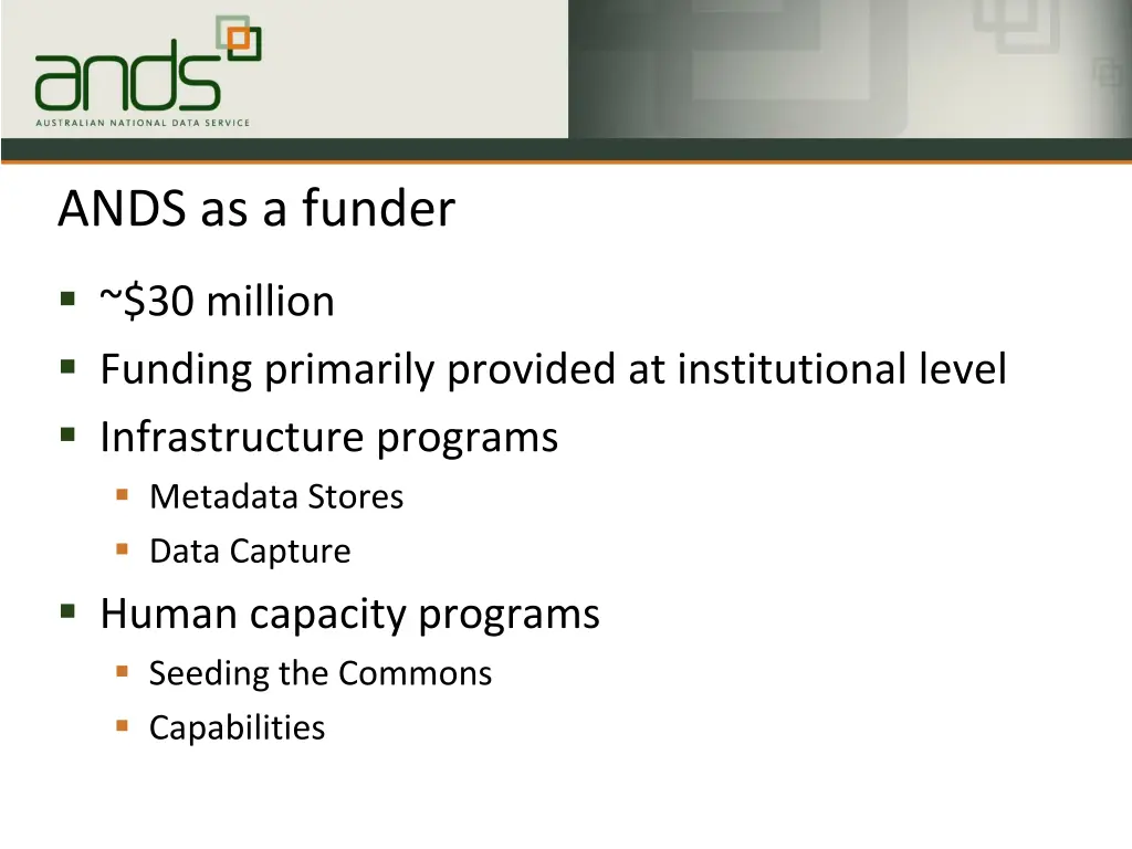 ands as a funder
