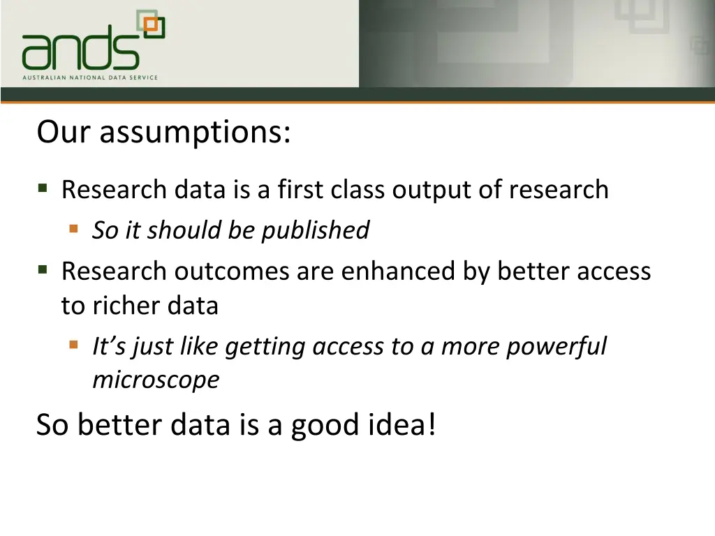 our assumptions