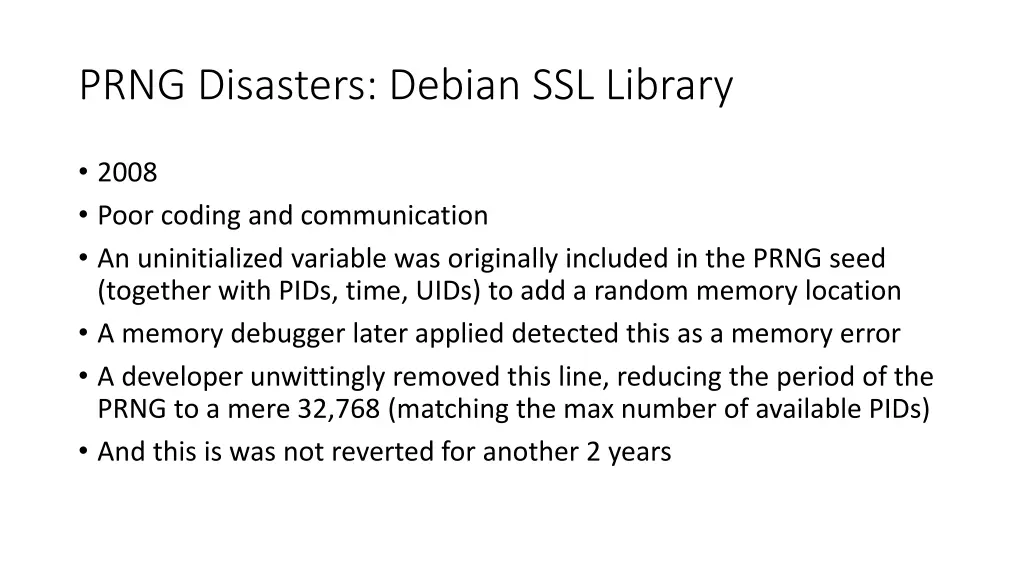 prng disasters debian ssl library
