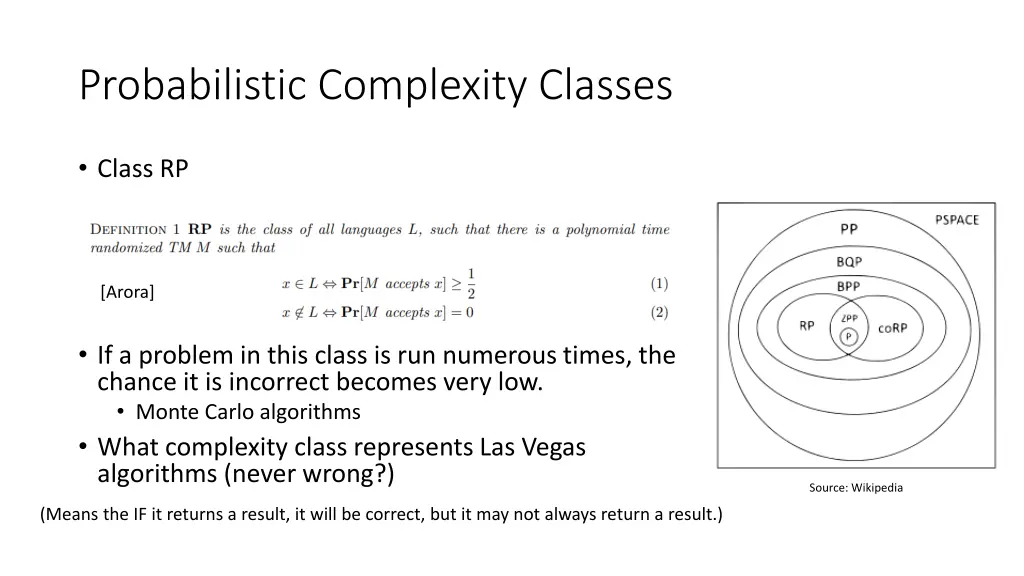 probabilistic complexity classes