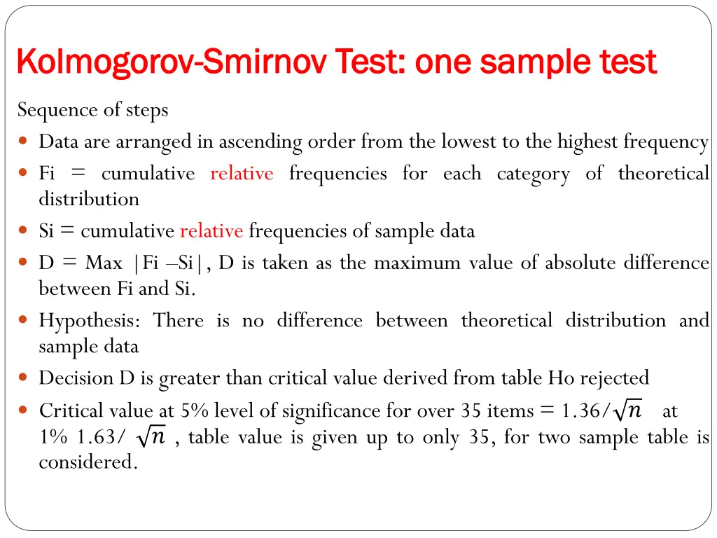 kolmogorov kolmogorov smirnov test one sample