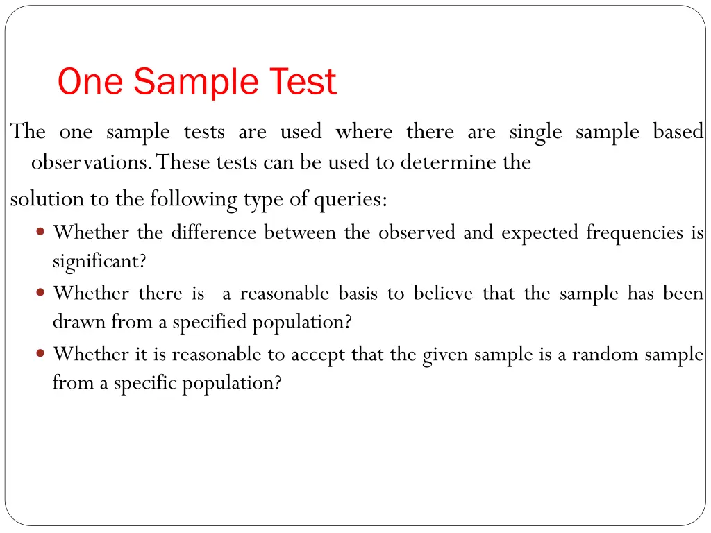 one sample test