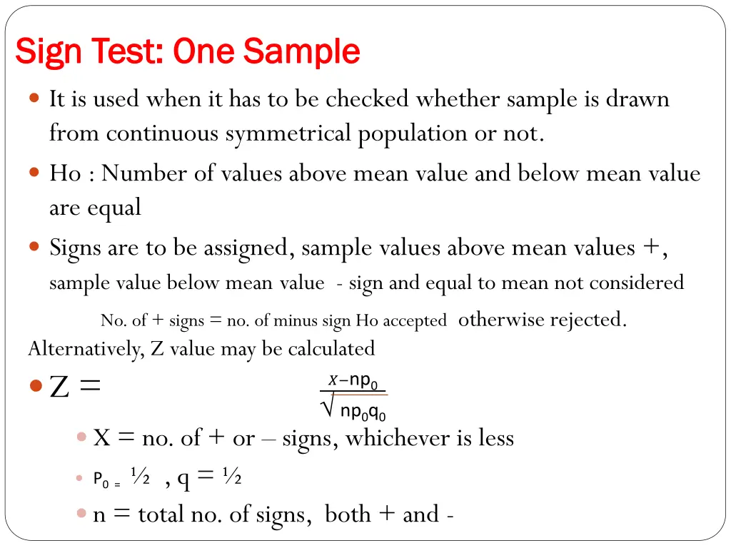 sign test one sample sign test one sample 1