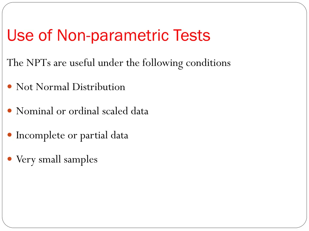use of non parametric tests
