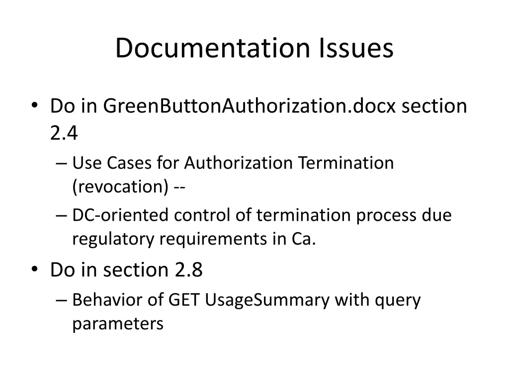documentation issues