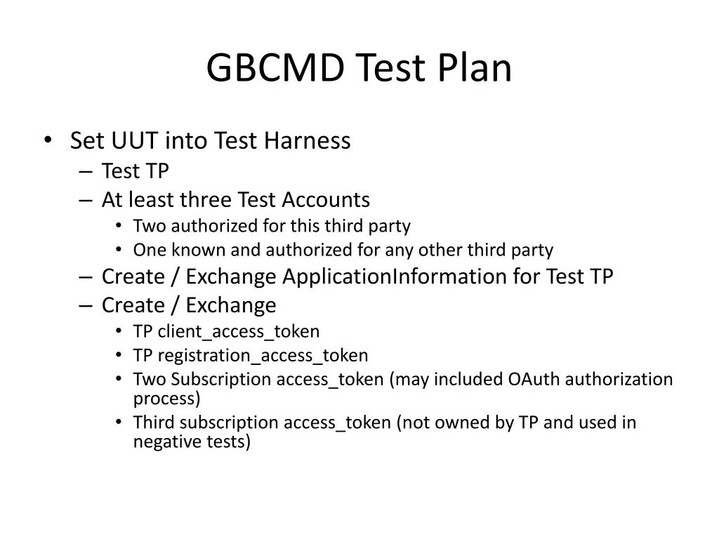 gbcmd test plan