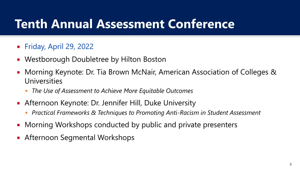 tenth annual assessment conference
