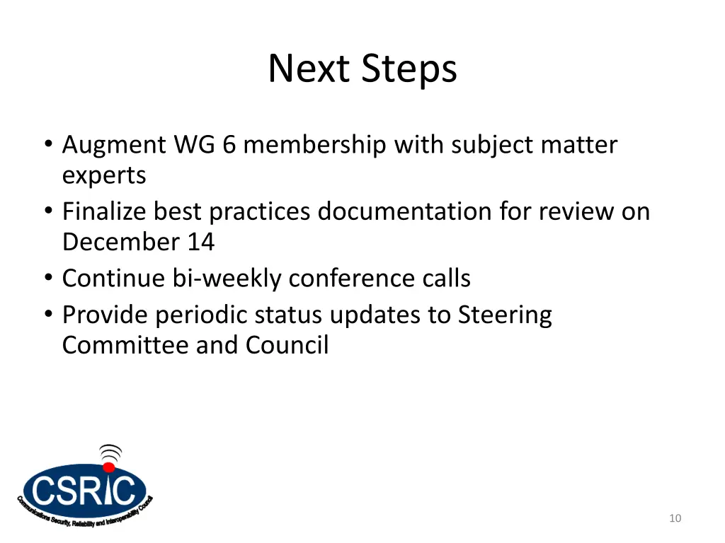 next steps