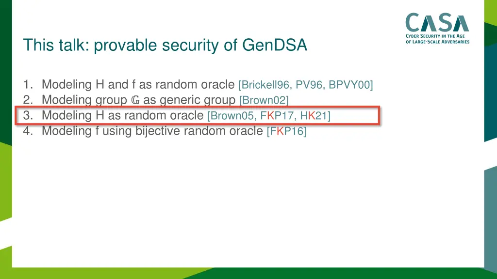 this talk provable security of gendsa 1