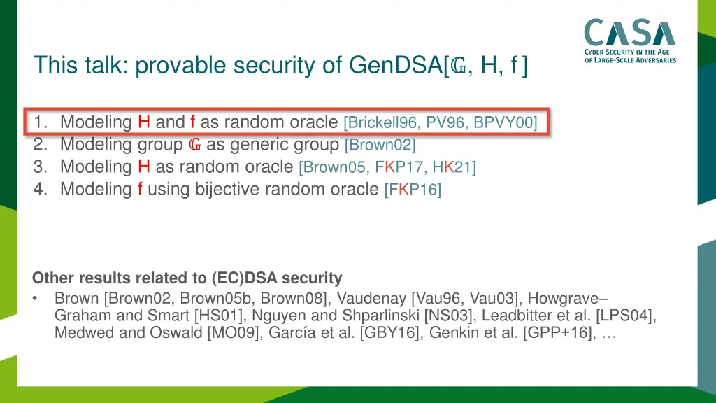 this talk provable security of gendsa h f