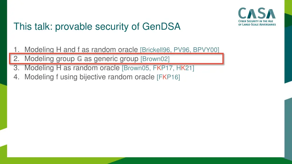 this talk provable security of gendsa