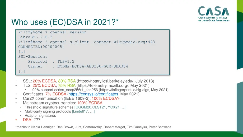 who uses ec dsa in 2021