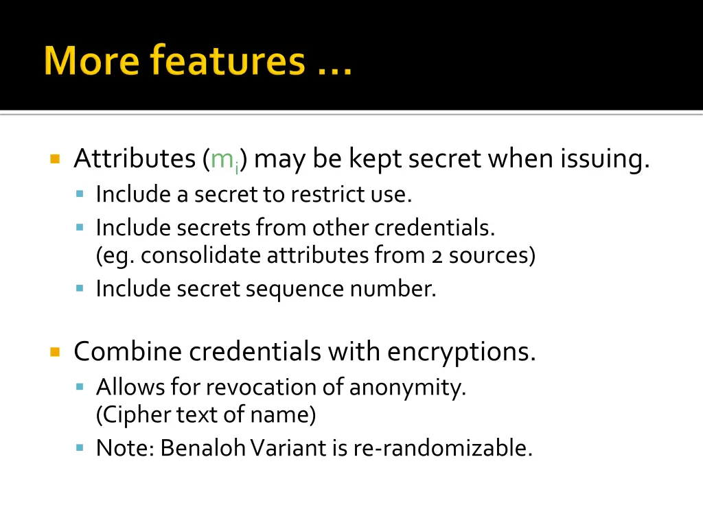 attributes m i may be kept secret when issuing
