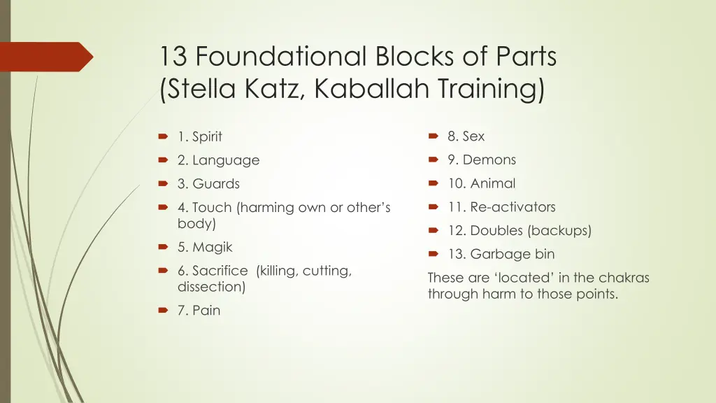 13 foundational blocks of parts stella katz