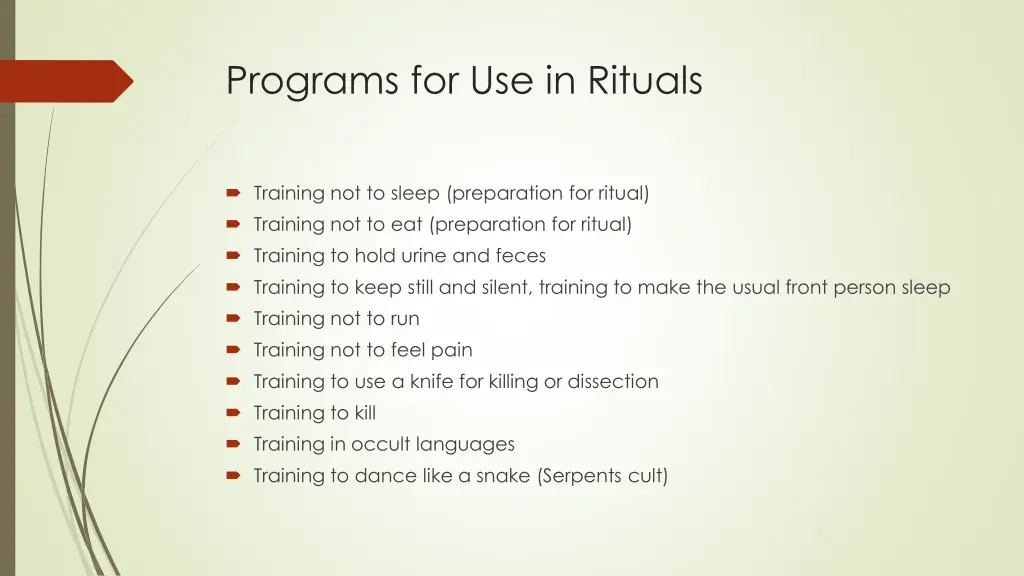 programs for use in rituals