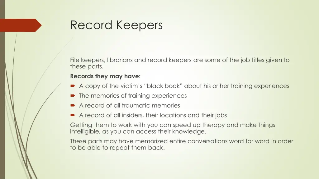 record keepers