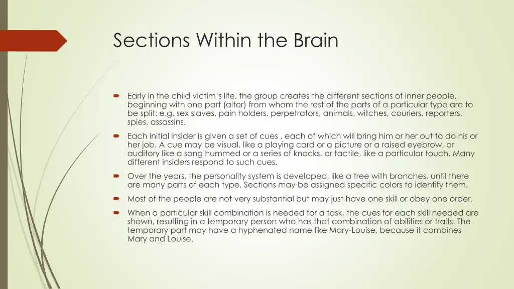 sections within the brain