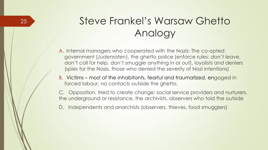 steve frankel s warsaw ghetto analogy