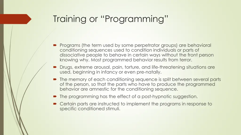 training or programming