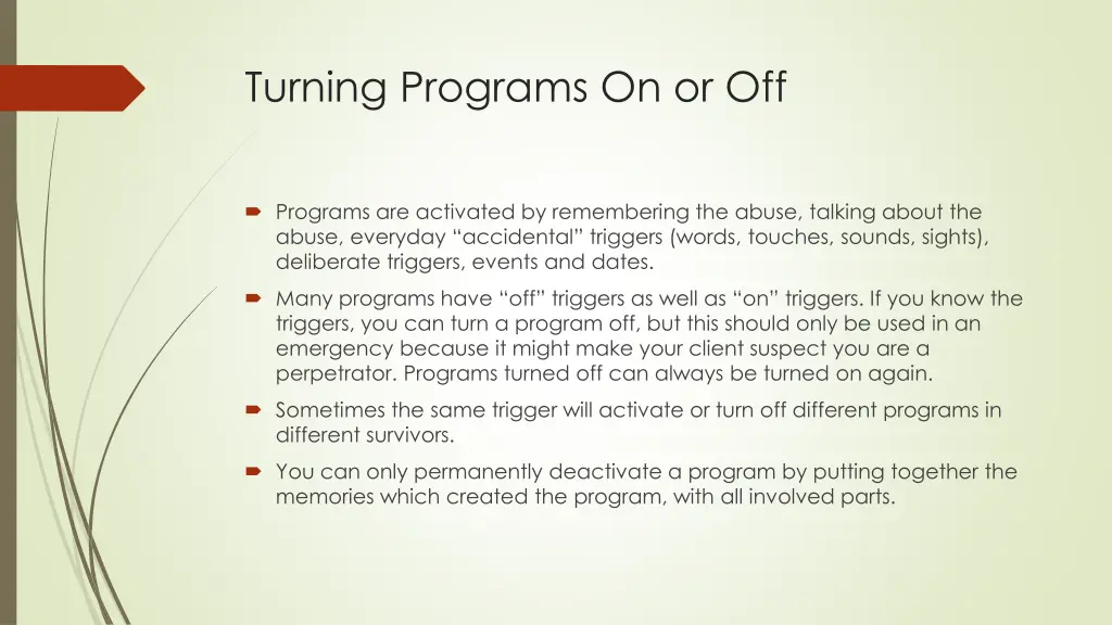 turning programs on or off