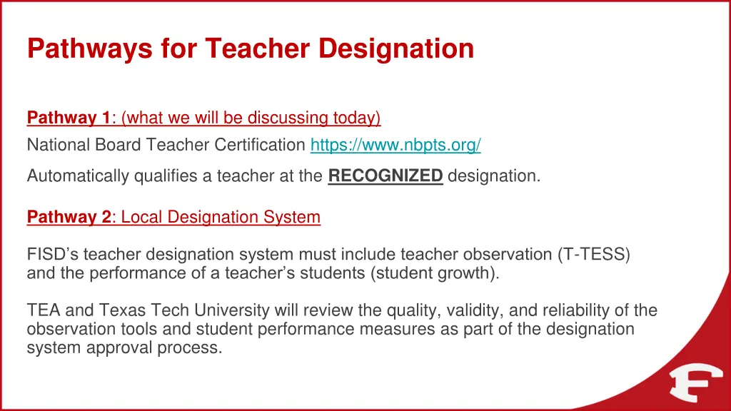 pathways for teacher designation