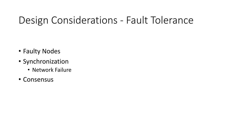 design considerations fault tolerance