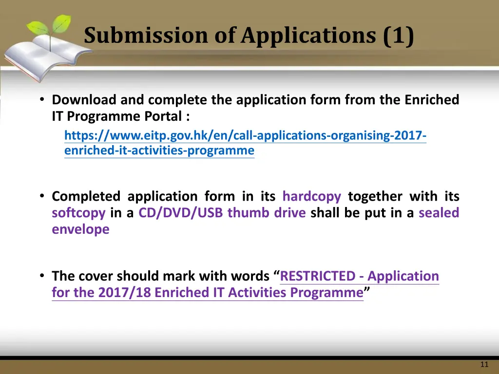 submission of applications 1
