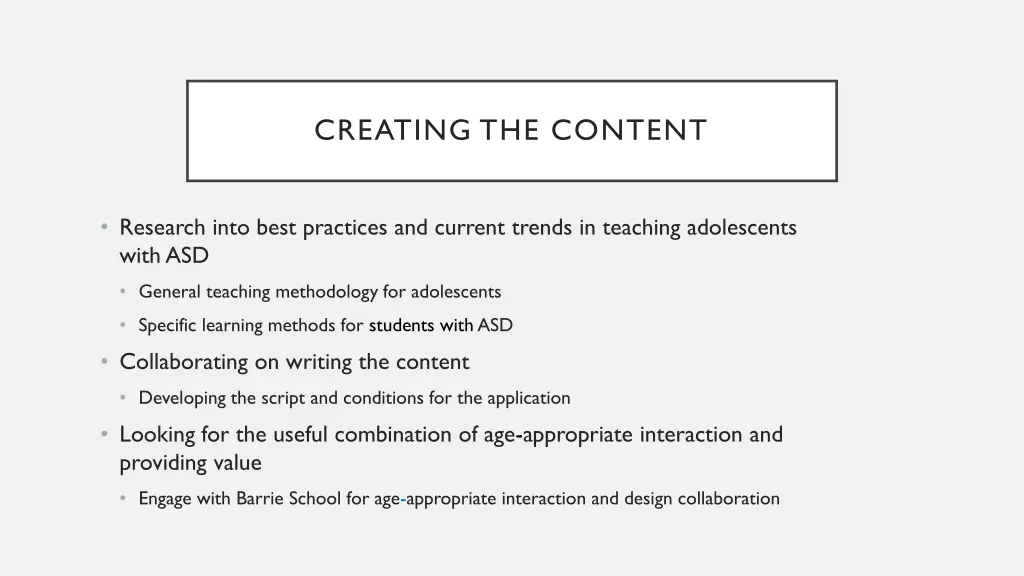 creating the content