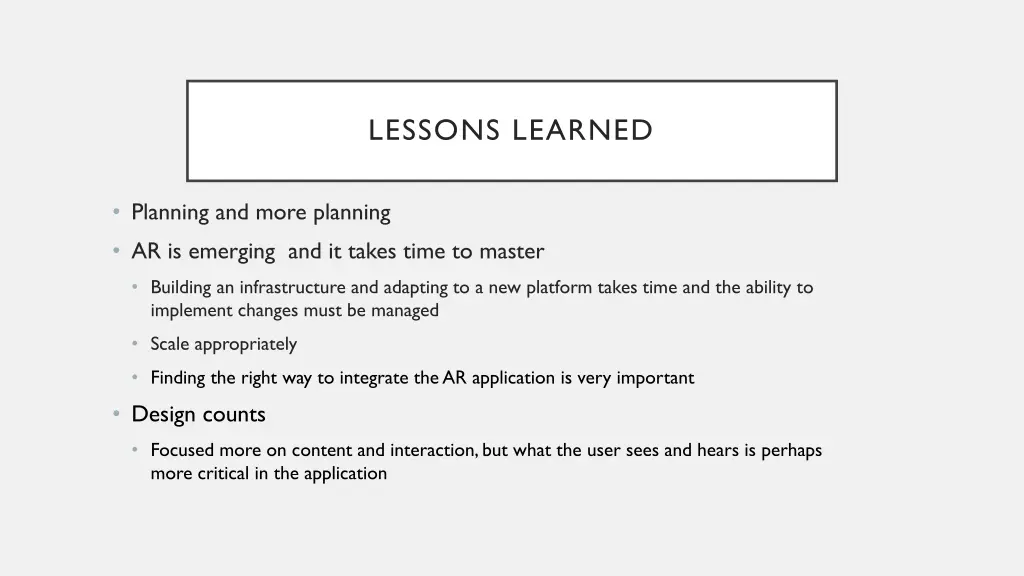 lessons learned