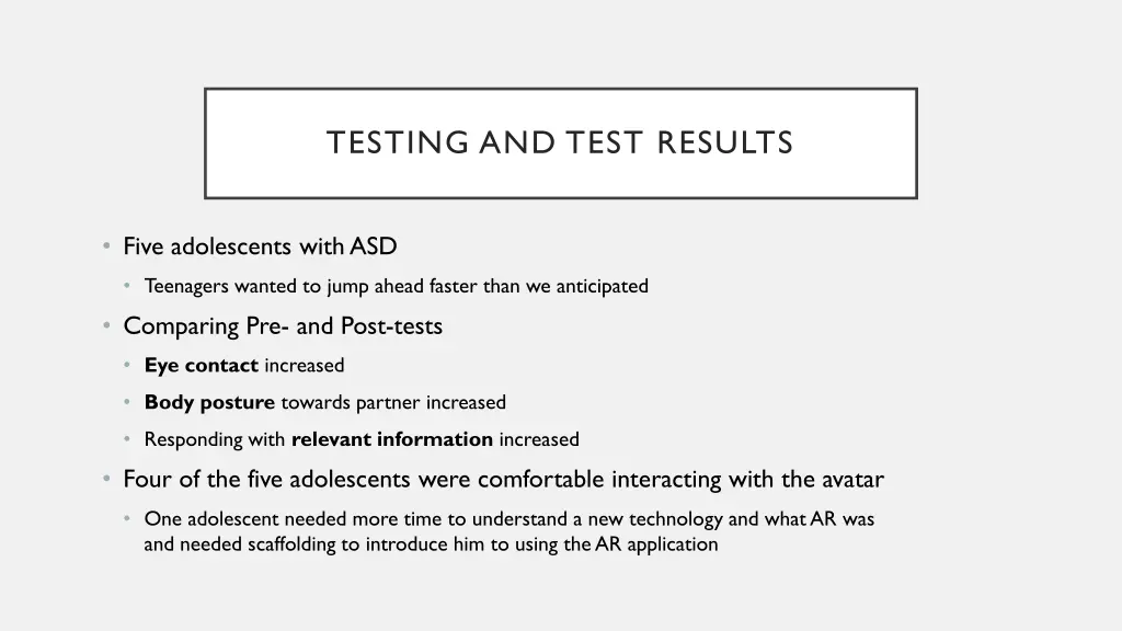 testing and test results