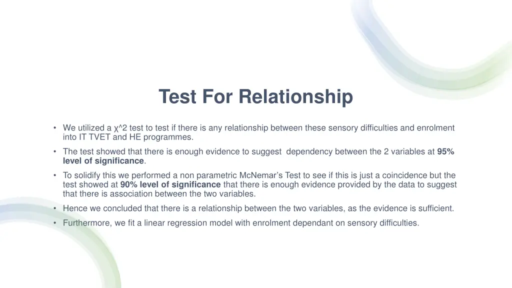 test for relationship