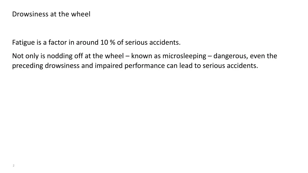 drowsiness at the wheel