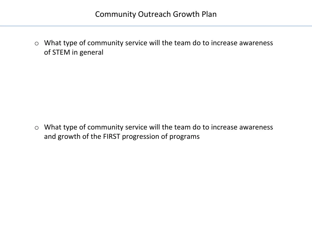 community outreach growth plan