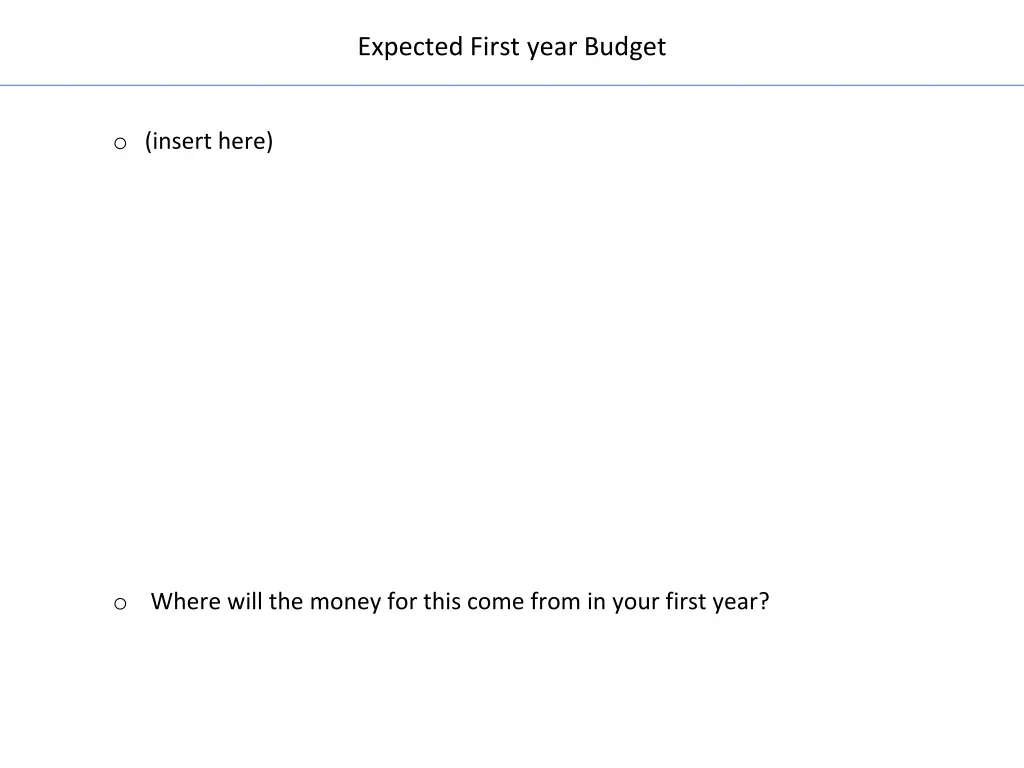 expected first year budget