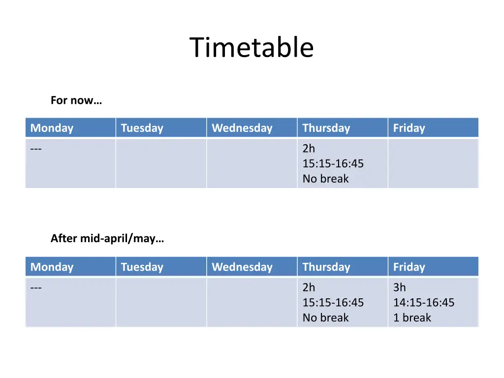 timetable