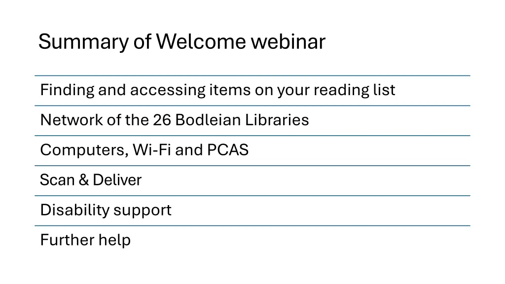 summaryofwelcome webinar