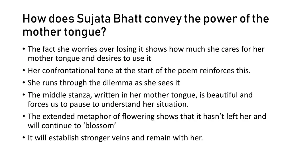 how does sujata bhatt convey the power 1