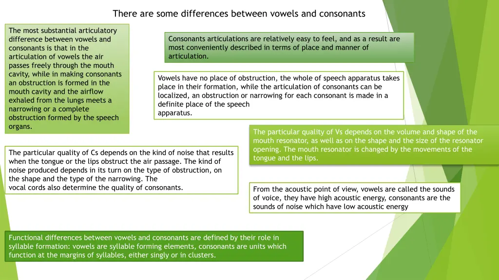 there are some differences between vowels