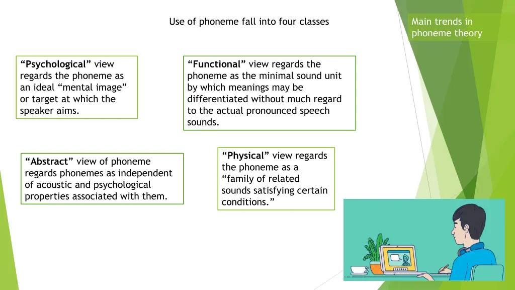 use of phoneme fall into four classes