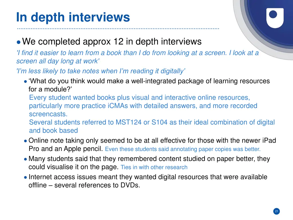 in depth interviews