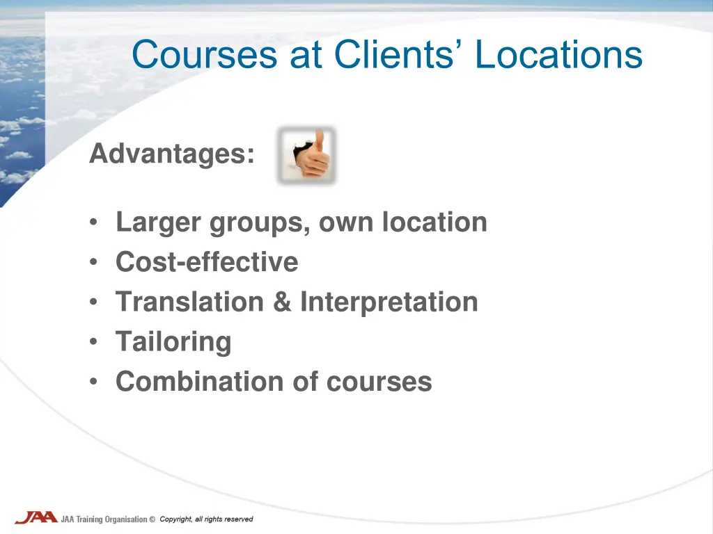 courses at clients locations