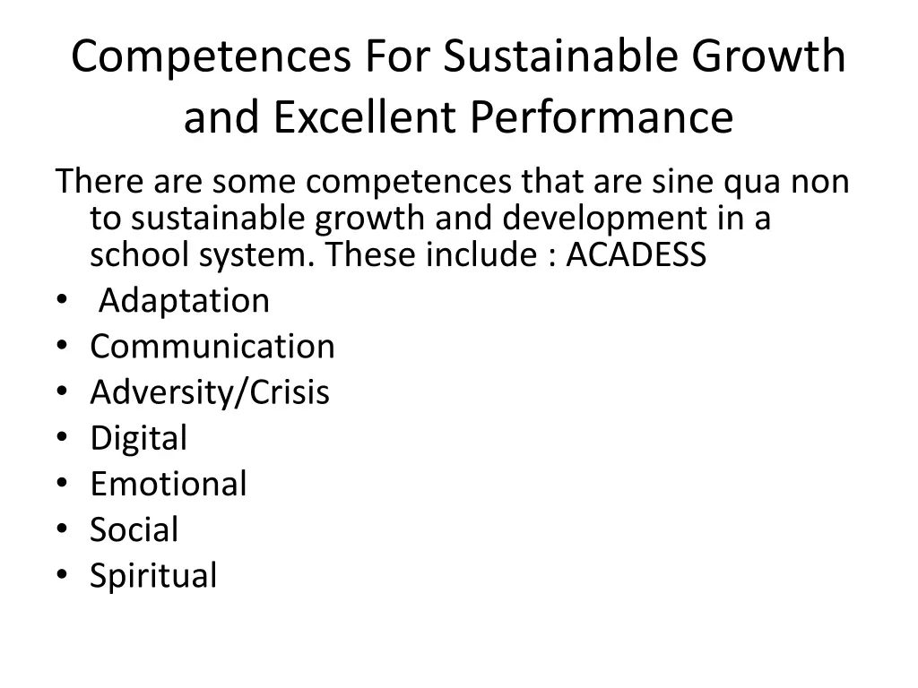 competences for sustainable growth and excellent
