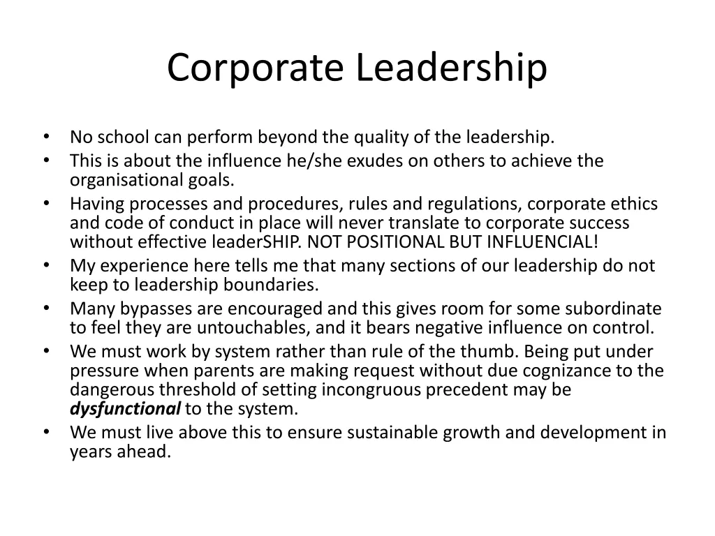 corporate leadership
