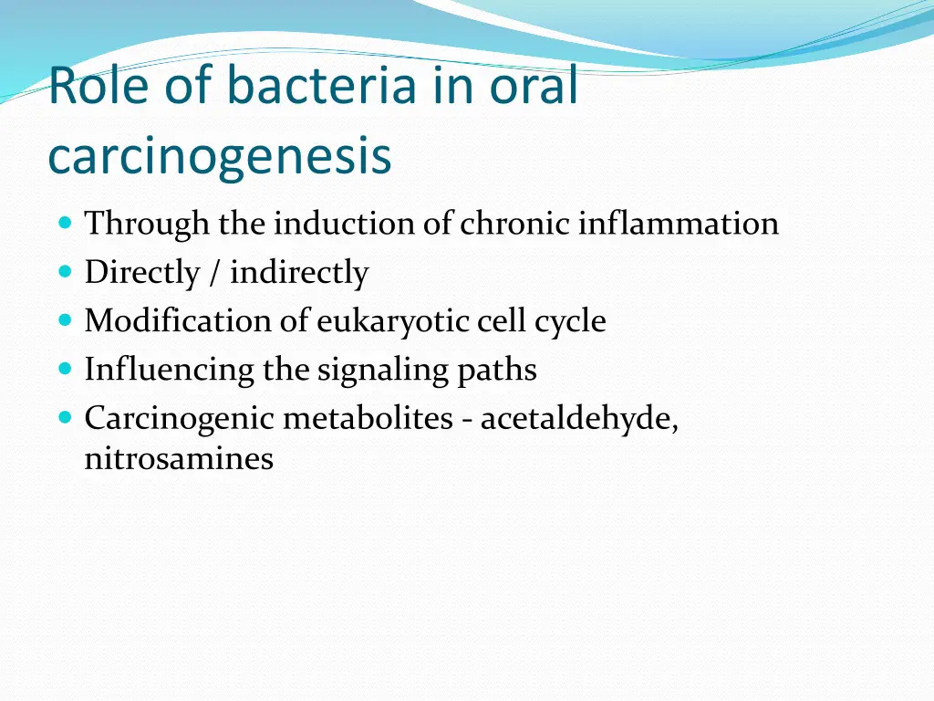 role of bacteria in oral carcinogenesis