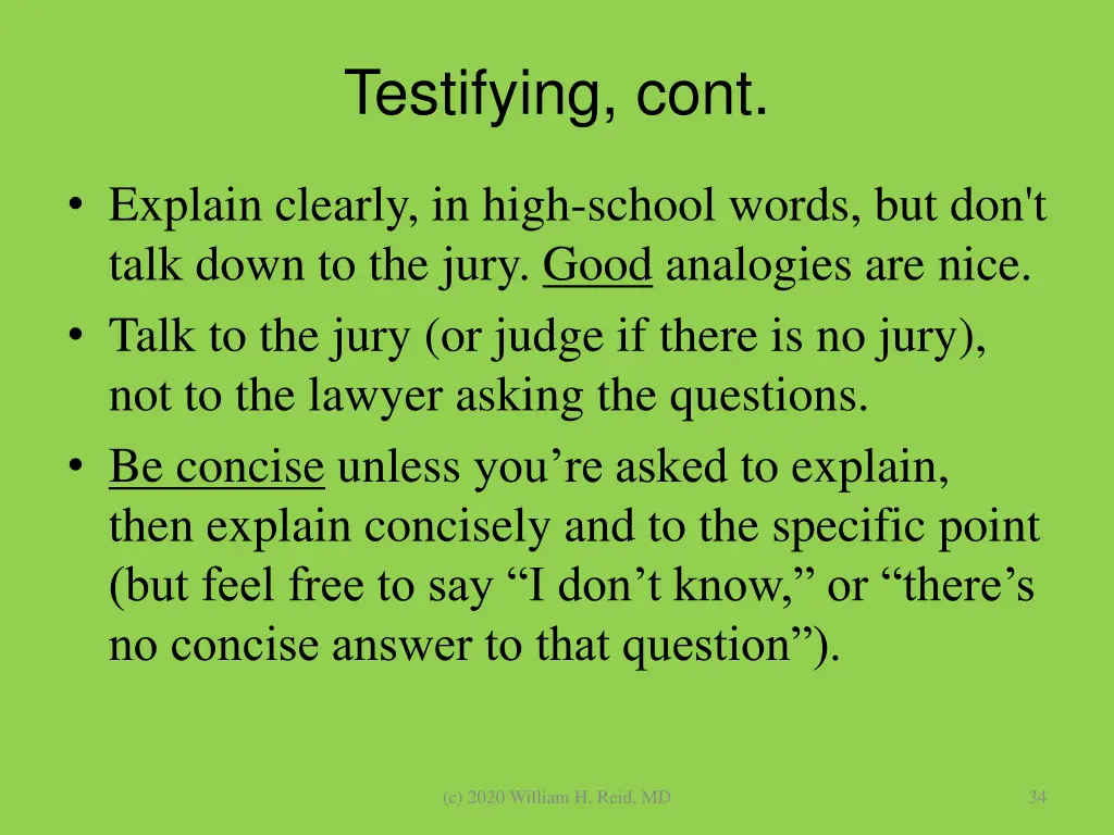 testifying cont