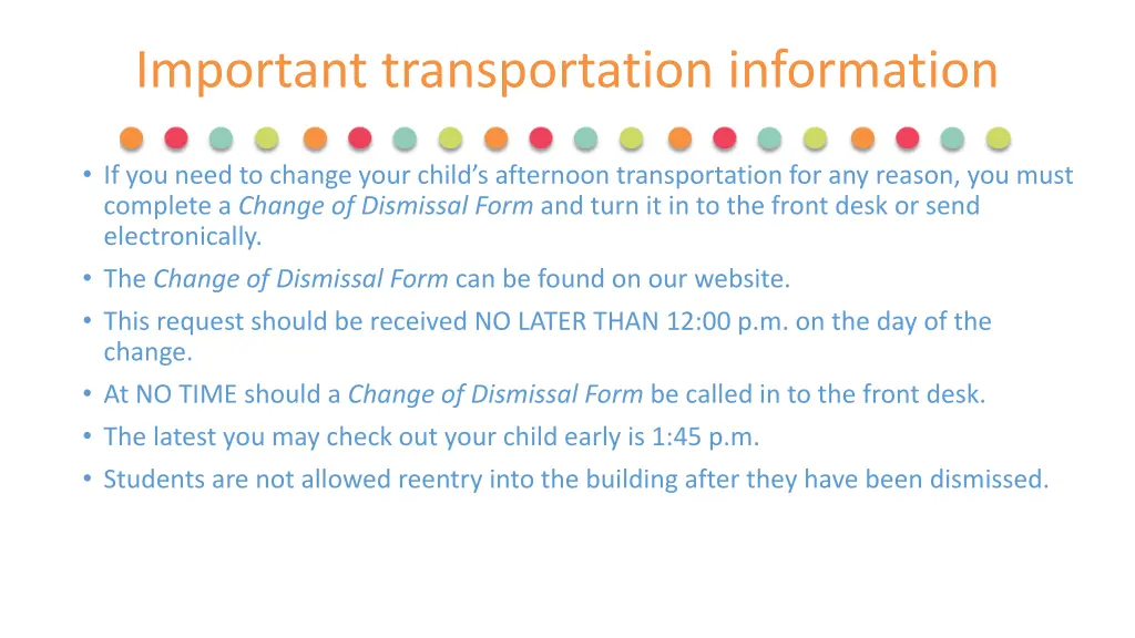 important transportation information