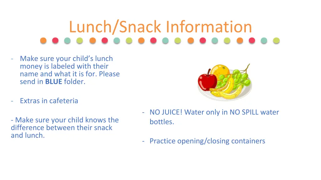 lunch snack information